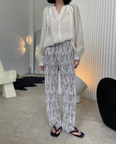 Tie-Dye Pressed Pleated High Waist Straight Tube Wide Leg Trousers